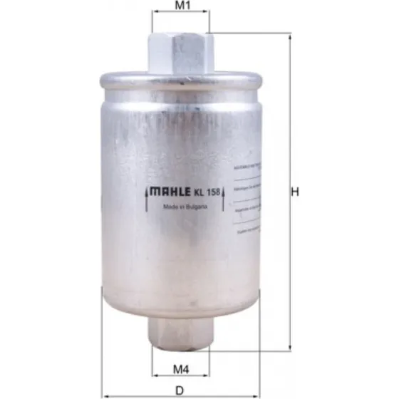 MAHLE Brændstoffilter KL 158, 54,7 mm, M16x1,5, til Chevrolet, Land Rover, Jaguar