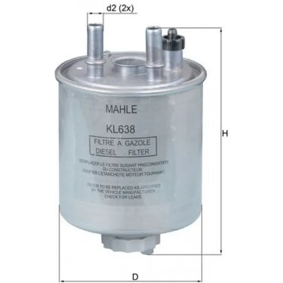 MAHLE ORIGINAL KL 638 Brændstoffilter for Renault Kangoo & Laguna
