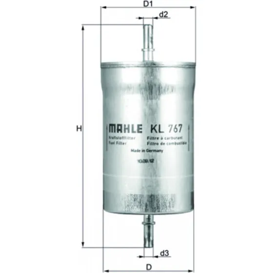 MAHLE Brændstoffilter KL 767 3R0127401, 70566775 for SEAT EXEO