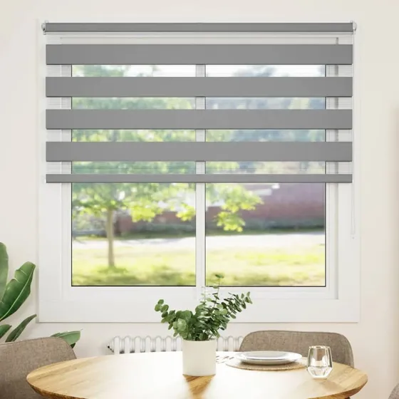 vidaXL Zebragardin 140x175 cm grå, 136,7 cm stofbredde