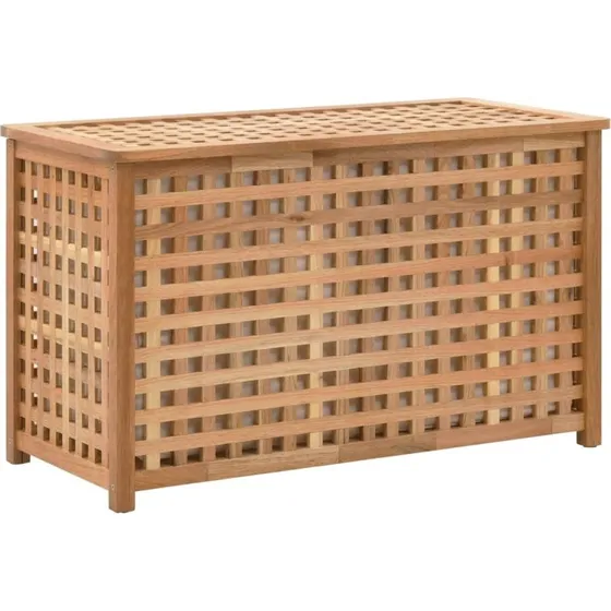 vidaXL vasketøjskurv 77,5 x 37,5 x 46,5 cm i massivt valnøddetræ, natur