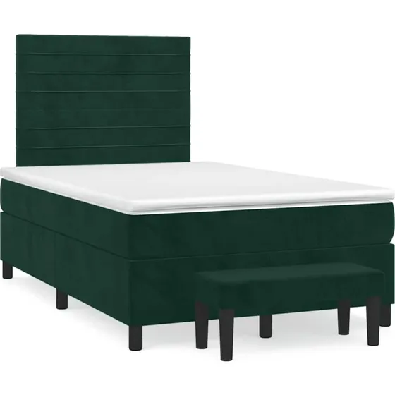 vidaXL Kontinentalseng 120x190 cm mørkegrøn velour med justerbart hovedgærde