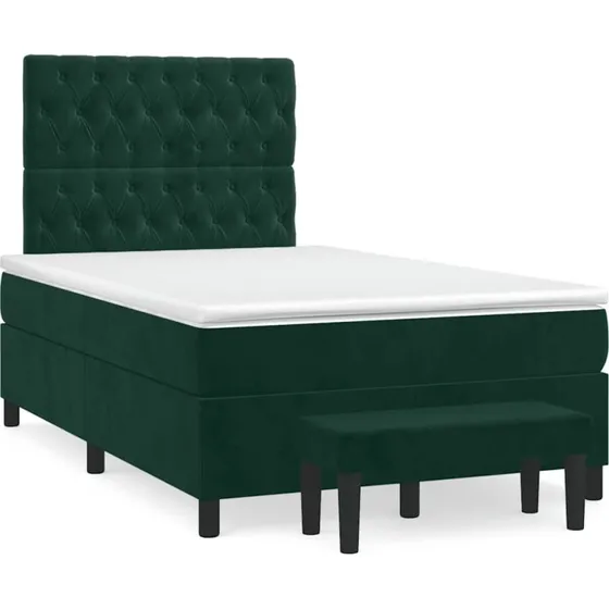 vidaXL Kontinentalseng 120x190 cm med madras mørkegrøn velour