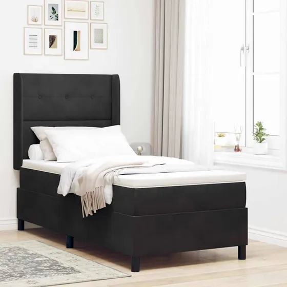 vidaXL Box Spring Seng med LED, Sort 80 x 200 cm, Fløjl