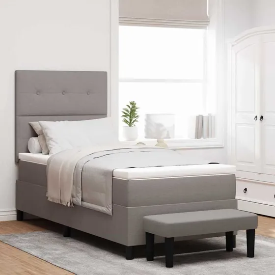 vidaXL Boxspring Seng Gråbrun 80x200 cm med Justerbar Hovedgærd