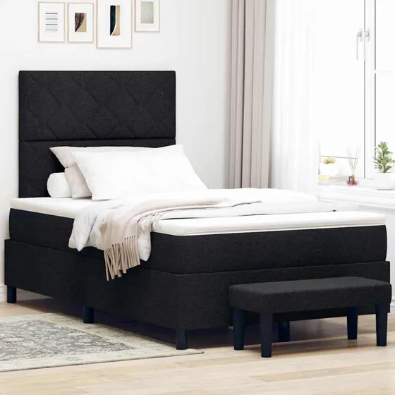vidaXL Box Spring Seng med Hovedgærde, Sort, 120 x 200 cm