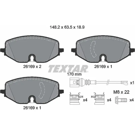TEXTAR Bremseklodser 2616901 til VW, AUDI, FORD, SEAT, SKODA
