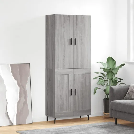 vidaXL Højskab 69,5x34x180 cm Konstrueret Træ Grå Sonoma-Ege