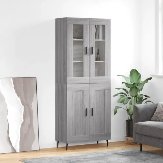 vidaXL Højskab 69,5x34x180 cm Konstrueret Træ Grå Sonoma-Eg