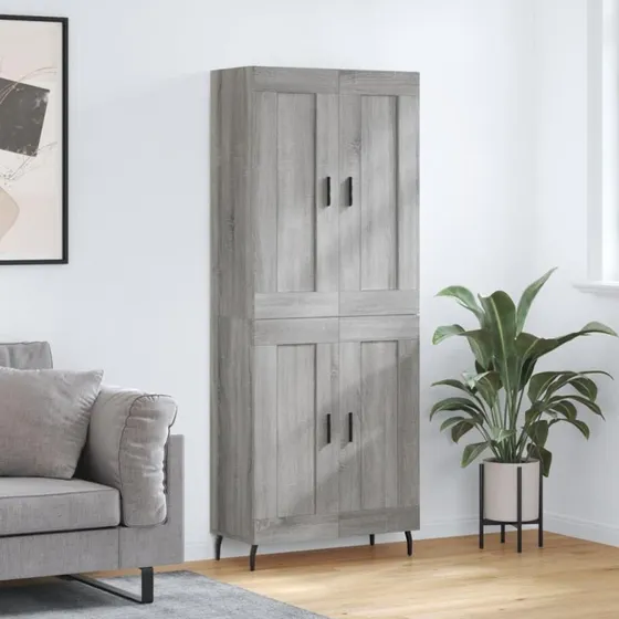 Højskab 69,5x34x180 cm grå Sonoma-eg konstrueret træ