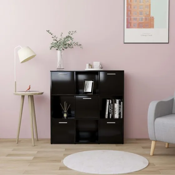 vidaXL bogreol 90x30x90 cm sort konstrueret træ