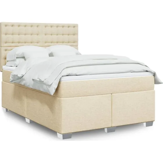 vidaXL Kontinentalseng 140x200 cm Creme med Pocketfjedermadras