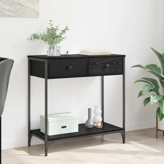 vidaXL Konsolbord med skuffe, Sort, 75 x 34,5 x 75 cm, Konstrueret træ