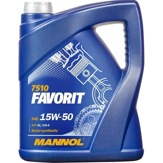 MANNOL FAVORIT 15W-50 5L – Delsyntetisk motorolie til VW, Mercedes-Benz, Audi
