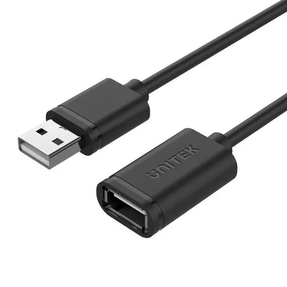Unitek USB 2.0 A-han til A-hun 2 m, sort