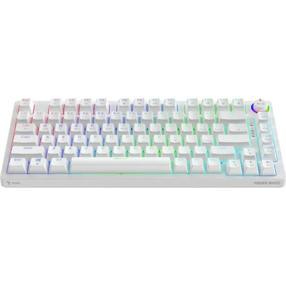 Savio Phenix White Trådløst Mekanisk Tastatur, Gateron Red Pro, RGB
