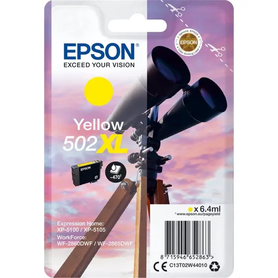 Epson 502XL Gul Høj Kapacitet, 470 Sider