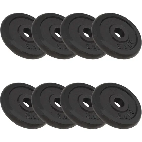 vidaXL 8x2,5 kg vægtplader, støbejern, sort