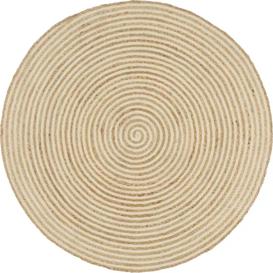 vidaXL håndlavet jutetæppe 90 cm hvid med spiraldesign