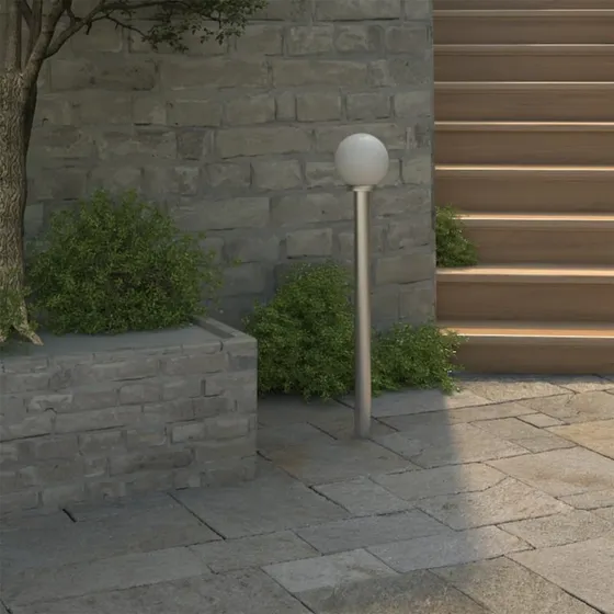 vidaXL Lygtepæl 110 cm Hvid Rustfrit Stål 1 Lampe