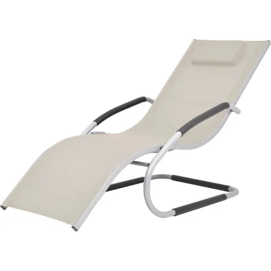 vidaXL Liggestol med Pude, Aluminium og Textilene – Creme