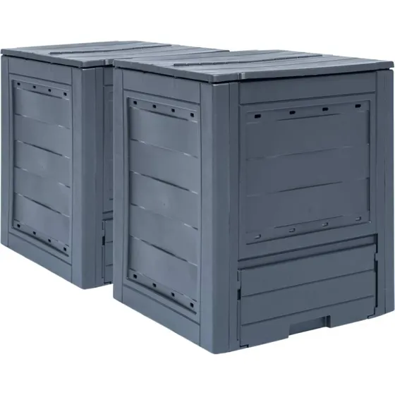 vidaXL 2 stk. kompostbeholdere 60 x 60 x 73 cm, 520 l, grå