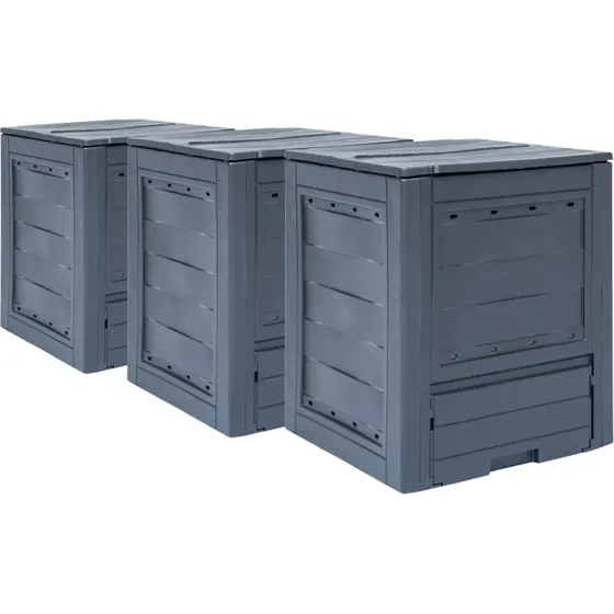 vidaXL Kompostbeholdere 3 stk. 60x60x73 cm, 780 l, grå