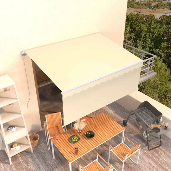 vidaXL Markise 3x2,5 m med Gardin, Cremefarvet, Manuel Betjening