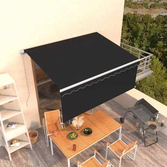vidaXL Markise 3x2,5 m med Gardin, Manuel Betjening, Antracitgrå