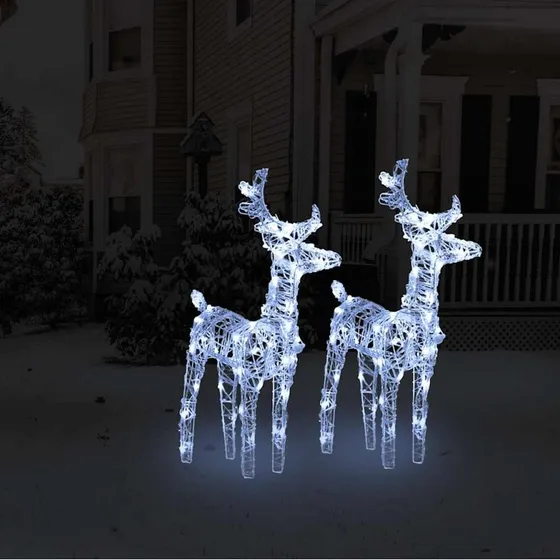 vidaXL Julerensdyr 2 stk. 80 LED'er Akryl Koldt Hvidt Lys