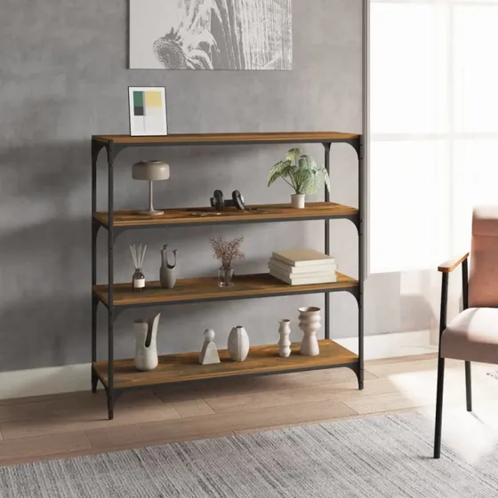 vidaXL bogreol 100x33x100 cm røget egetræ med stålstel