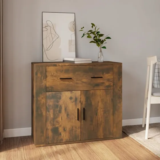 vidaXL Skænk 80x33x70 cm Konstrueret Træ Røget Egetræsfarve