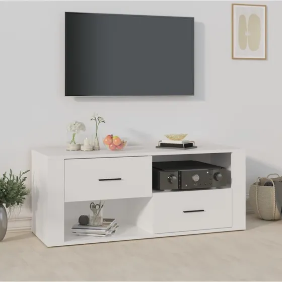 vidaXL Tv-bord 100x35x40 cm hvid konstrueret træ