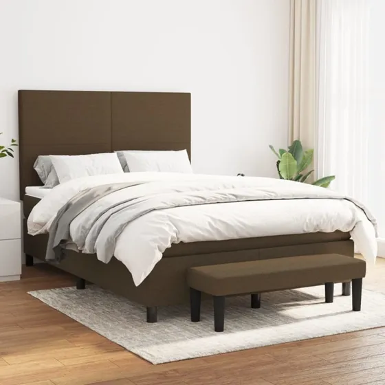 vidaXL Kontinentalseng med Madras 140x190 cm Mørkebrun