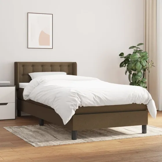 vidaXL Kontinentalseng 90x190 cm mørkebrun med madras