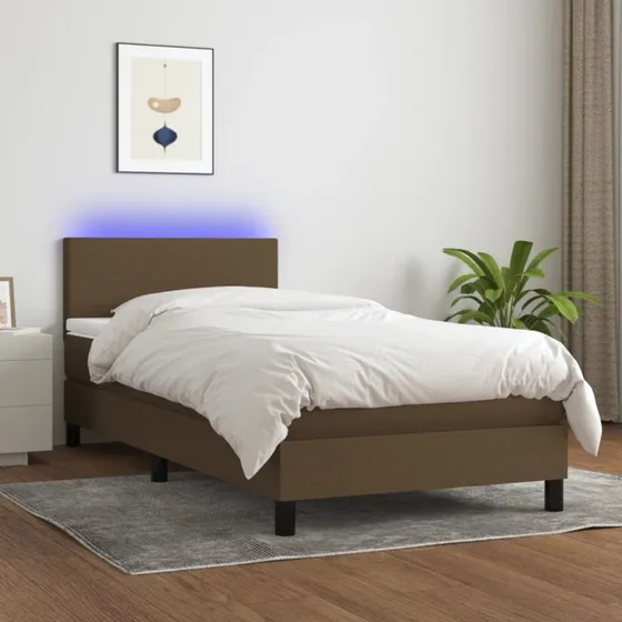 vidaXL Kontinentalseng 90x190 cm med LED-lys, mørkebrun