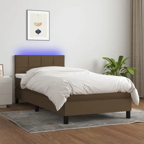 vidaXL Kontinentalseng med LED-lys 90x190 cm mørkebrun