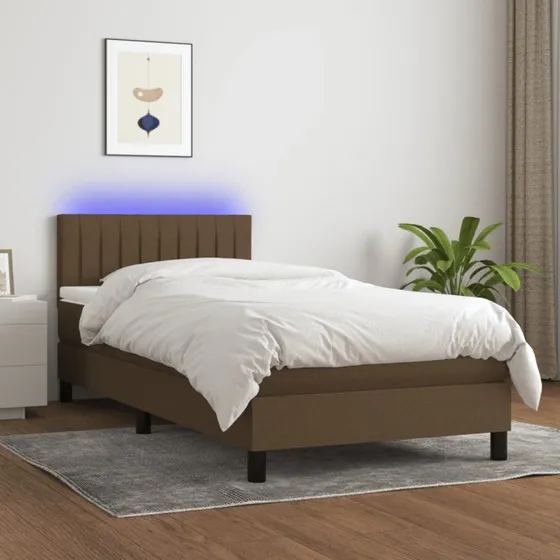 vidaXL Kontinentalseng med LED-lys 90x190 cm mørkebrun