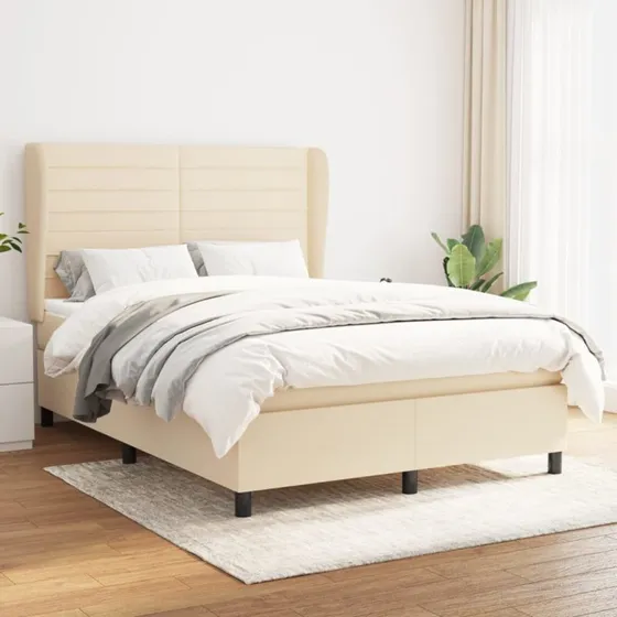 vidaXL Kontinentalseng 140x190 cm Creme med Pocketfjedre