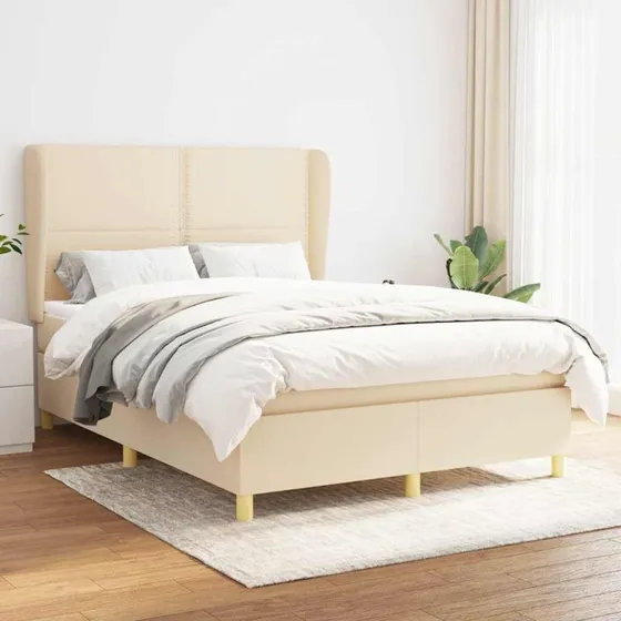 vidaXL Kontinentalseng med Madras 140x190 cm Cremefarvet