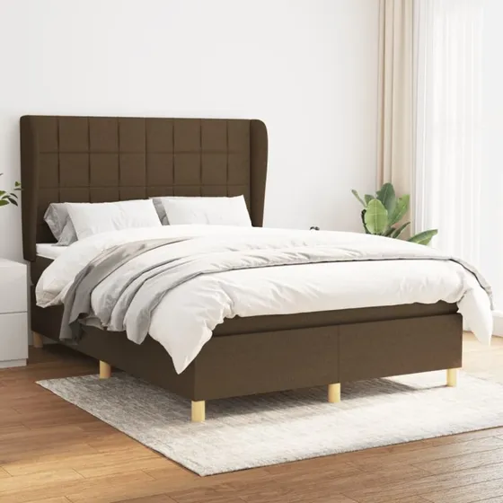 vidaXL Kontinentalseng 140x190 cm mørkebrun med pocketfjedre