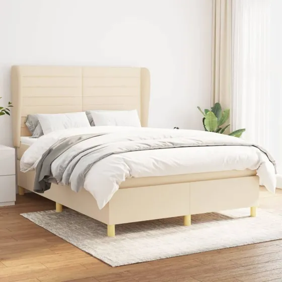 vidaXL Kontinentalseng med Madras 140x190 cm Cremefarvet