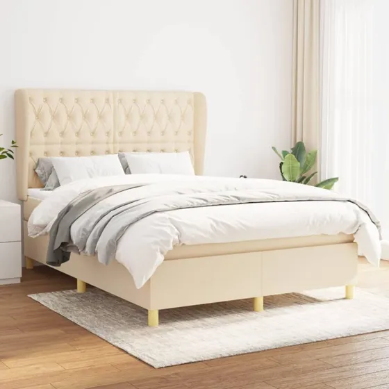 vidaXL Kontinentalseng med Madras 140x190 cm Creme