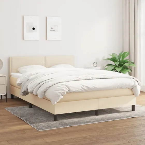 vidaXL Kontinentalseng med Madras 140x190 cm Cremefarvet