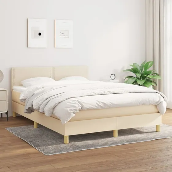 vidaXL Kontinentalseng 140x190 cm Creme med Pocketfjedre