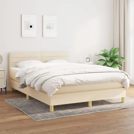 vidaXL Kontinentalseng 140x190 cm Creme med Pocketfjedre