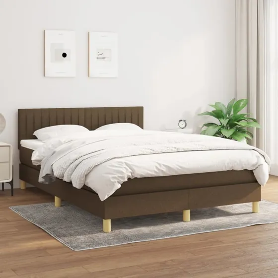 vidaXL Kontinentalseng med Madras 140x190 cm, Mørkebrun