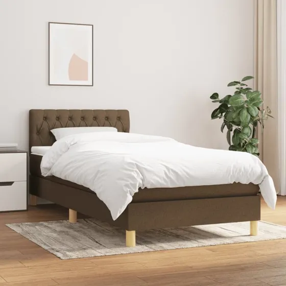vidaXL Kontinentalseng 90x190 cm mørkebrun med madras