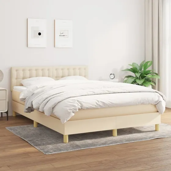 vidaXL Kontinentalseng 140x190 cm Creme med Pocketfjedre