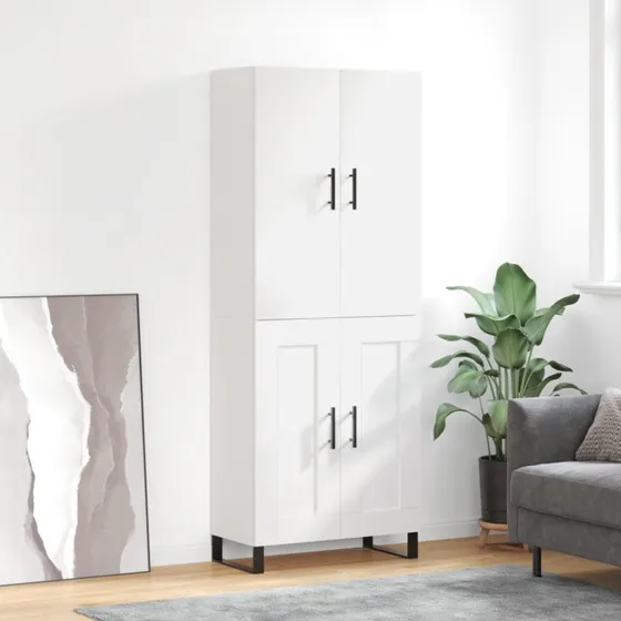 vidaXL Højskab 69,5x34x180 cm Konstrueret Træ Hvid